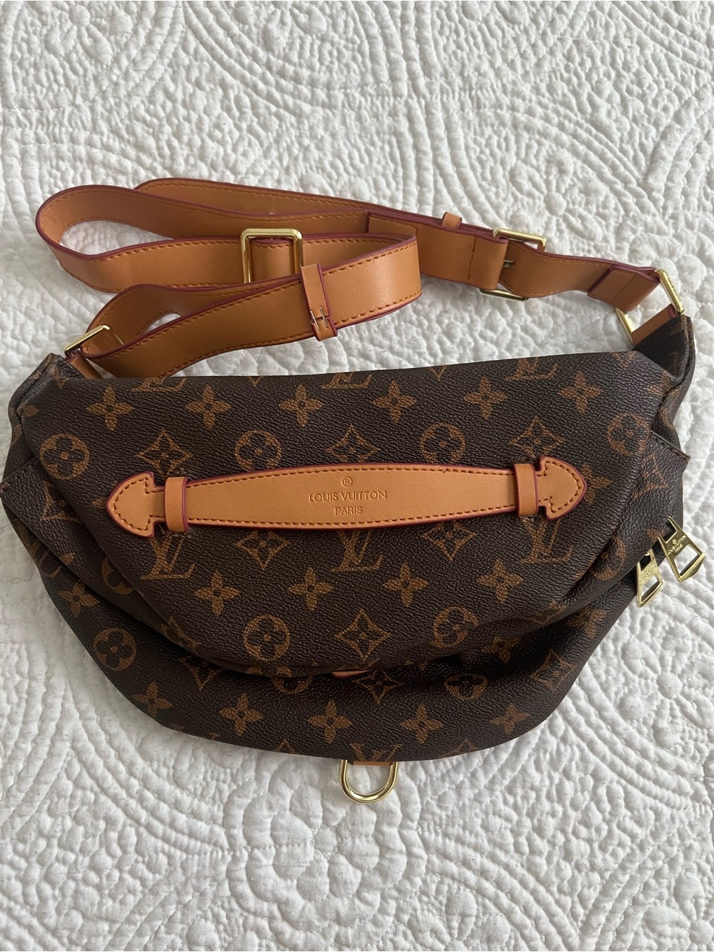 Louis Vuitton Monogram Canvas Crossbody Bag with Tan Trim - Never Worn